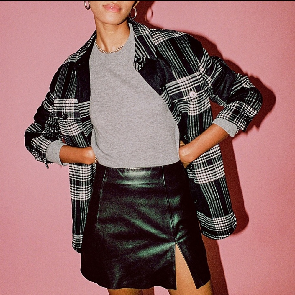 French Connection Faux Leather Mini Skirt Black